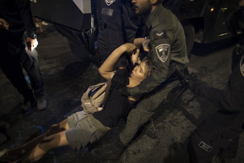 An injured protester