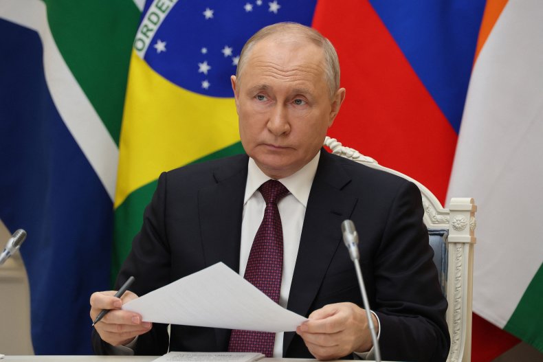 Vladimir Putin durante il vertice BRICS del 2023