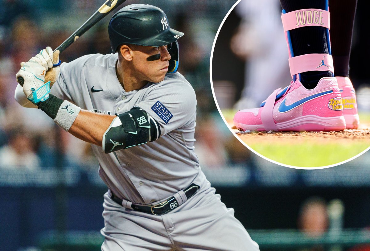 Aaron Judge New York Yankees Player-Issued Pink adidas Shoes from