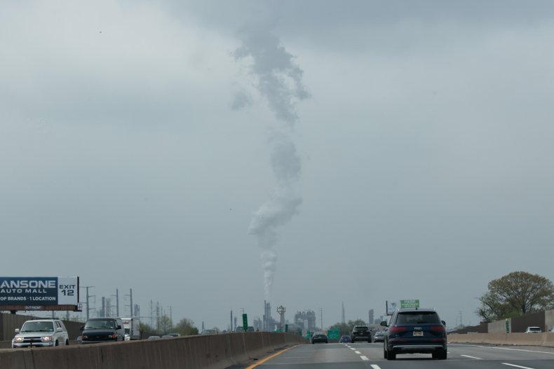 Vehicles move along freeway