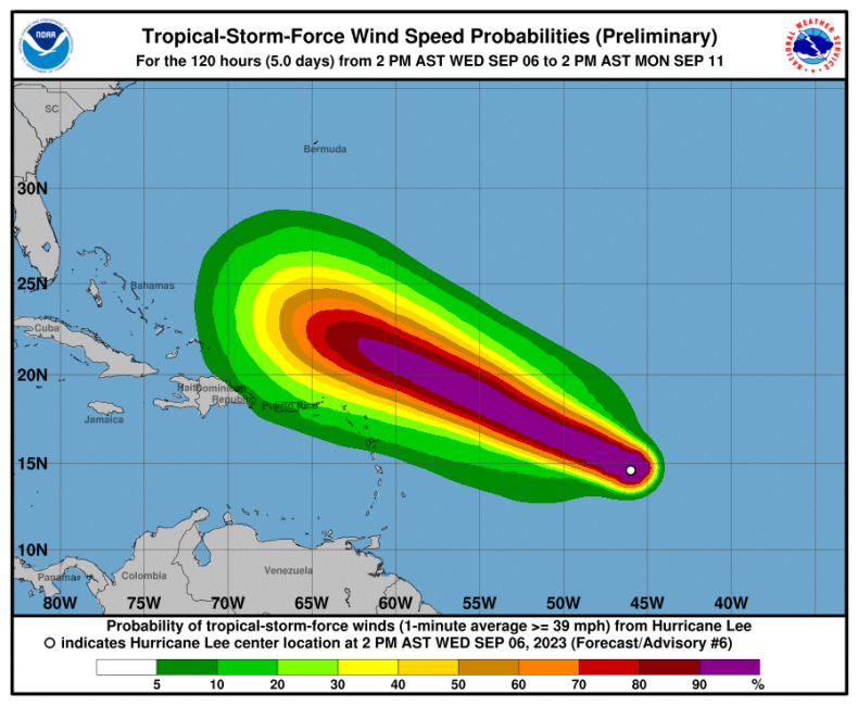 Hurricane Lee Wind