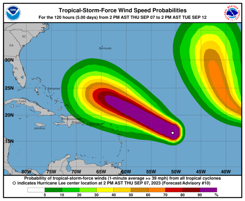 Hurricane Lee Update: Thursday at 5 p.m.