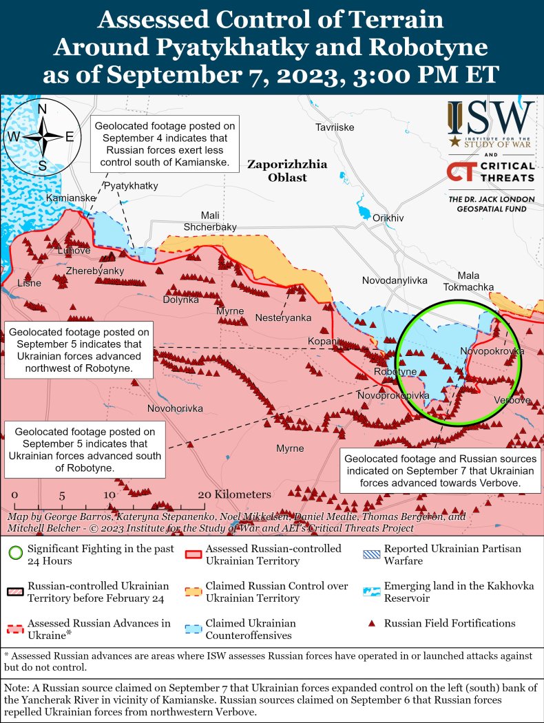 Zaporizhia War Map ISW Ukraine