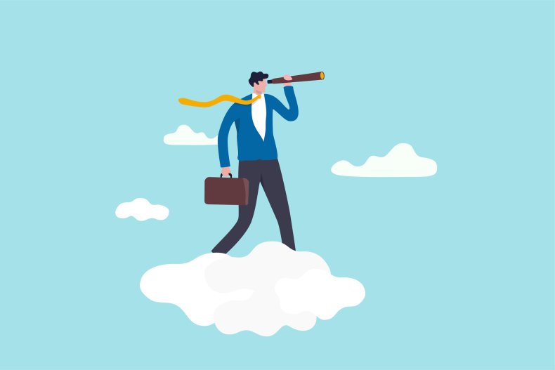 man standing on cloud