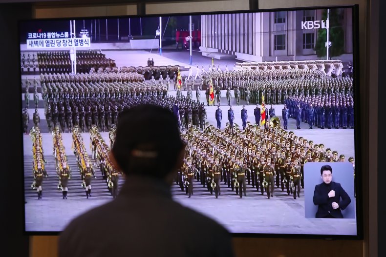 Man watching North Korean parade in Seoul