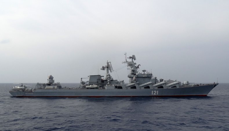 Moskva guided missile cruiser off Syrian coast