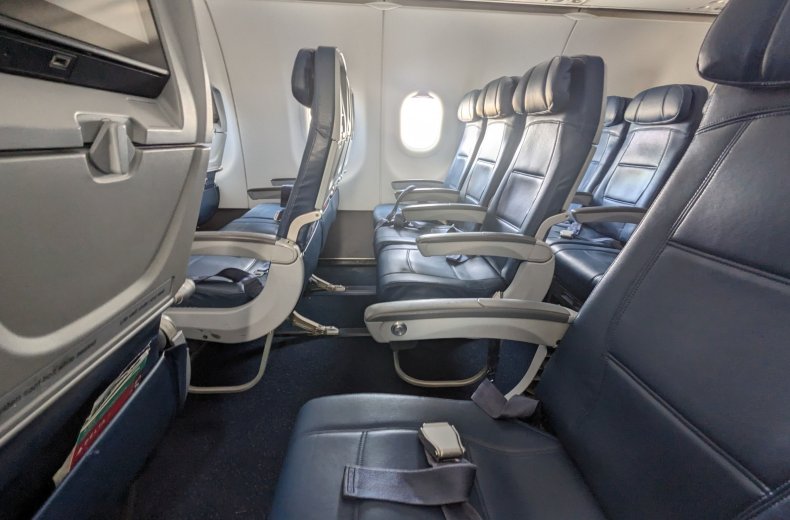 Empty seats on a Delta flight.