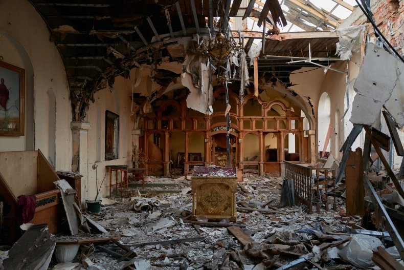 Bombed church in Donetsk 