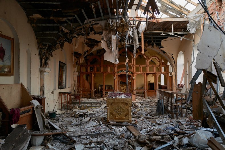 Bombed church in Donetsk