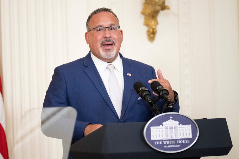 US Education Secretary Miguel Cardona speaks