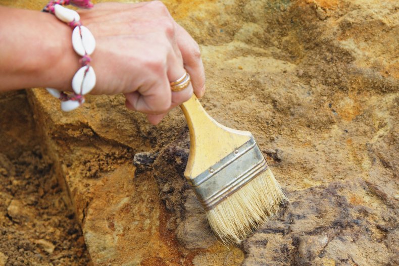 An archaeologist excavating some remains