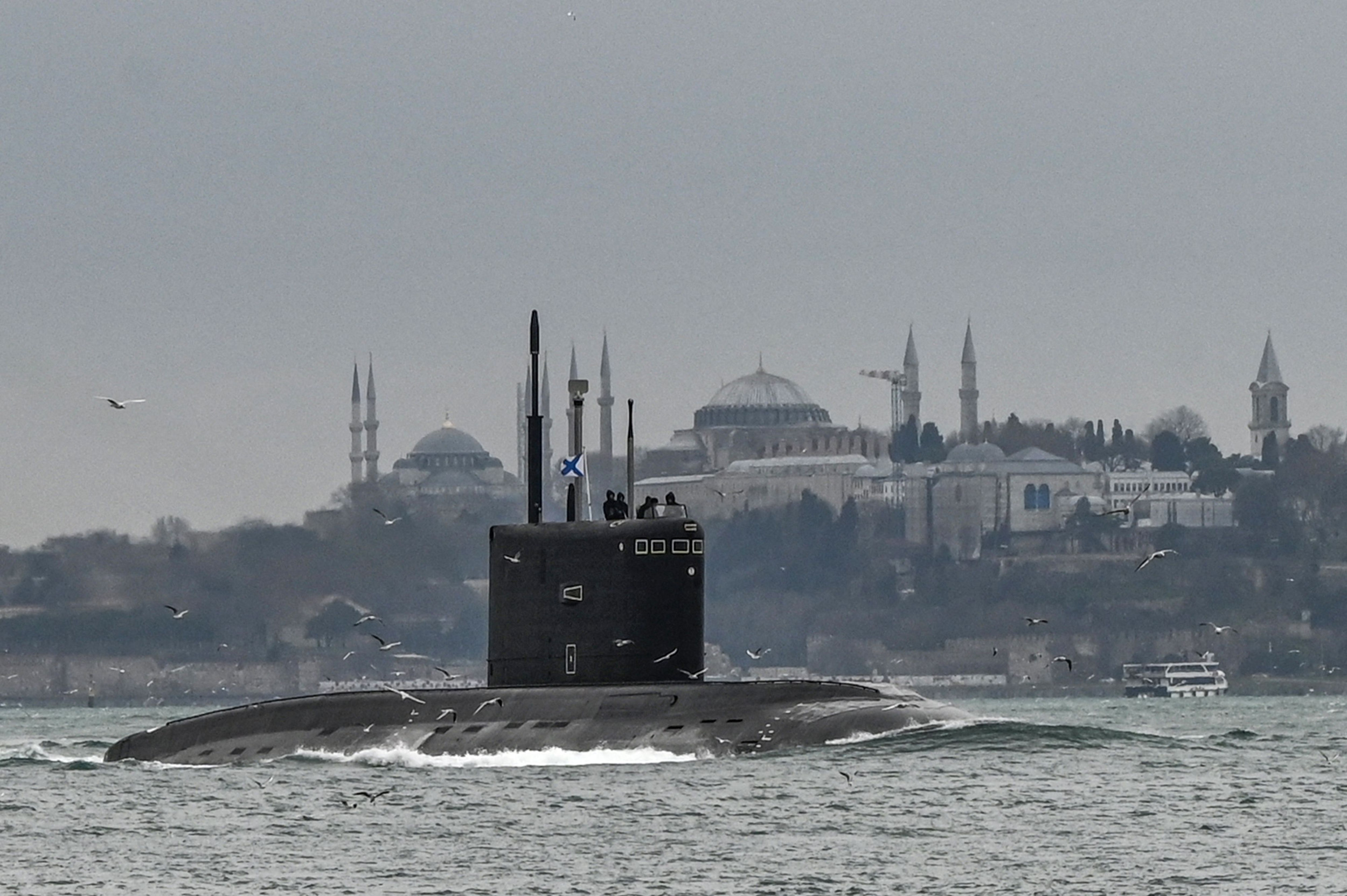 The images of the Russian submarine that was seriously damaged in