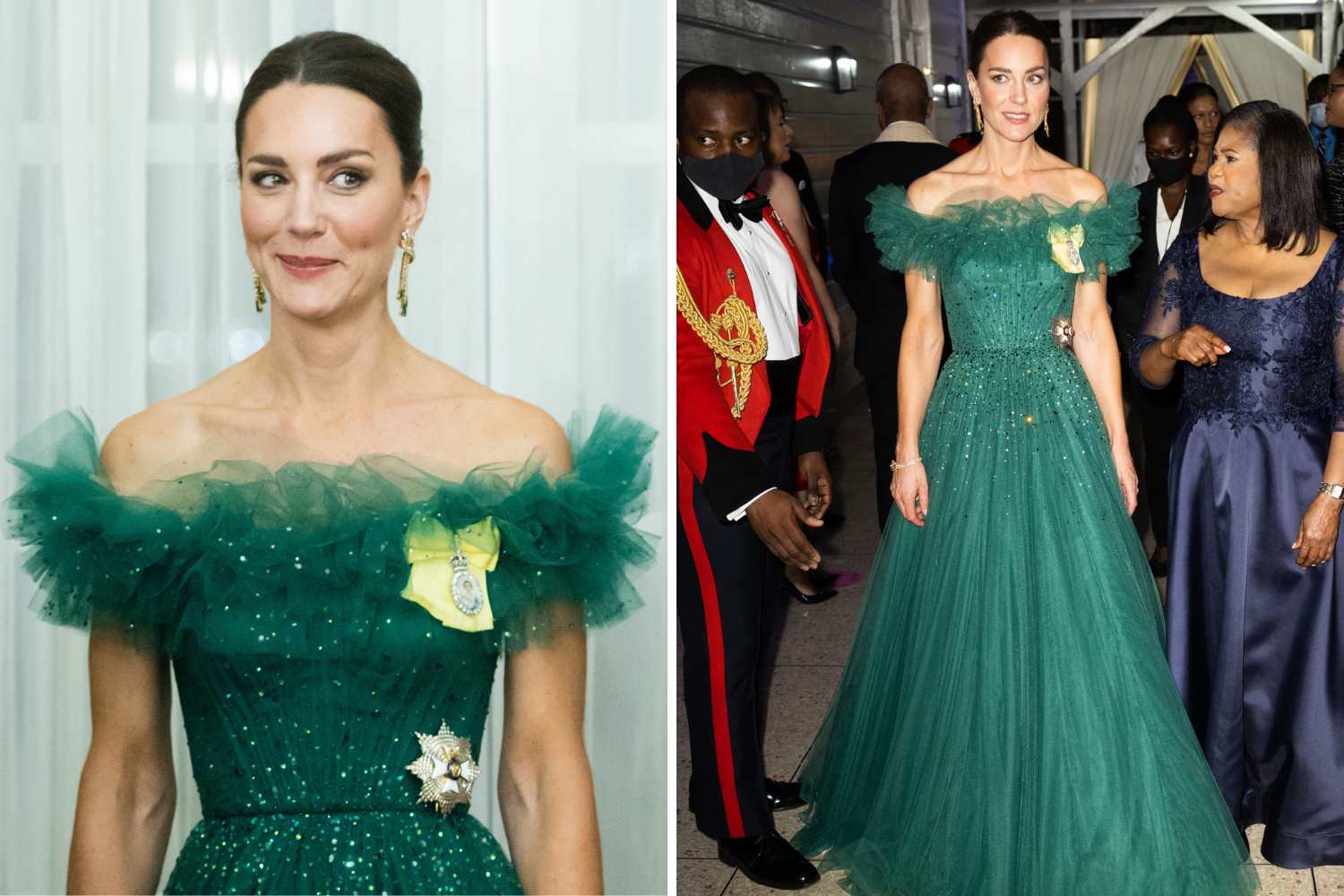 Kate Middleton wears bold-shouldered blue Safiyaa gown at Royal Variety  Performance 2023