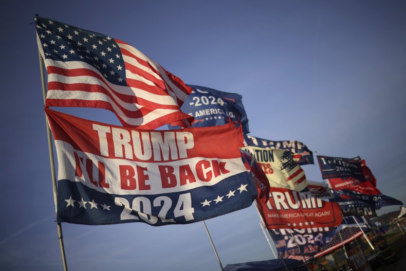 Flags raised by Donald Trump supporters