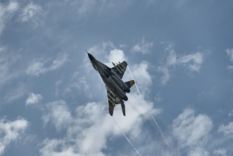 Ukrainian MiG-29 flies above eastern Ukraine