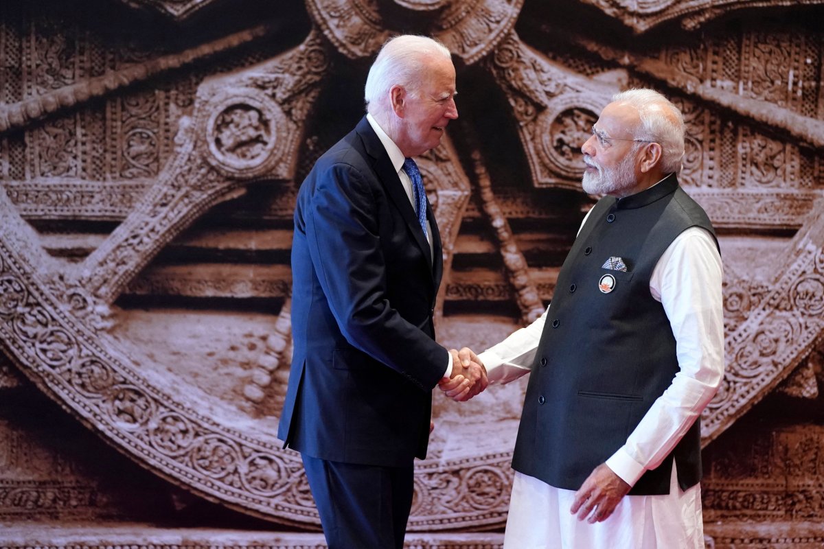Joe, Biden, shakes, Narendra, Modi, hand, G20