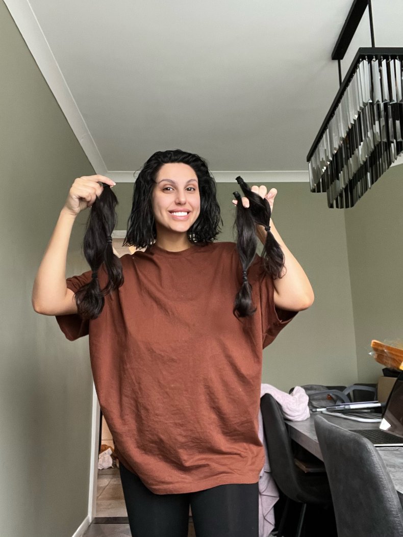 Zoe Plastiras after cutting her hair