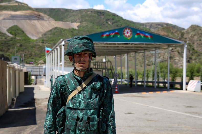 Azerbaijan checkpoint in the Lachin Corridor May