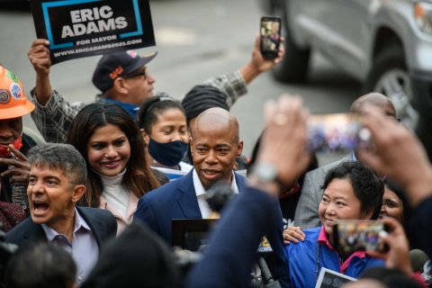 Adams Casts Vote for Mayor Poll