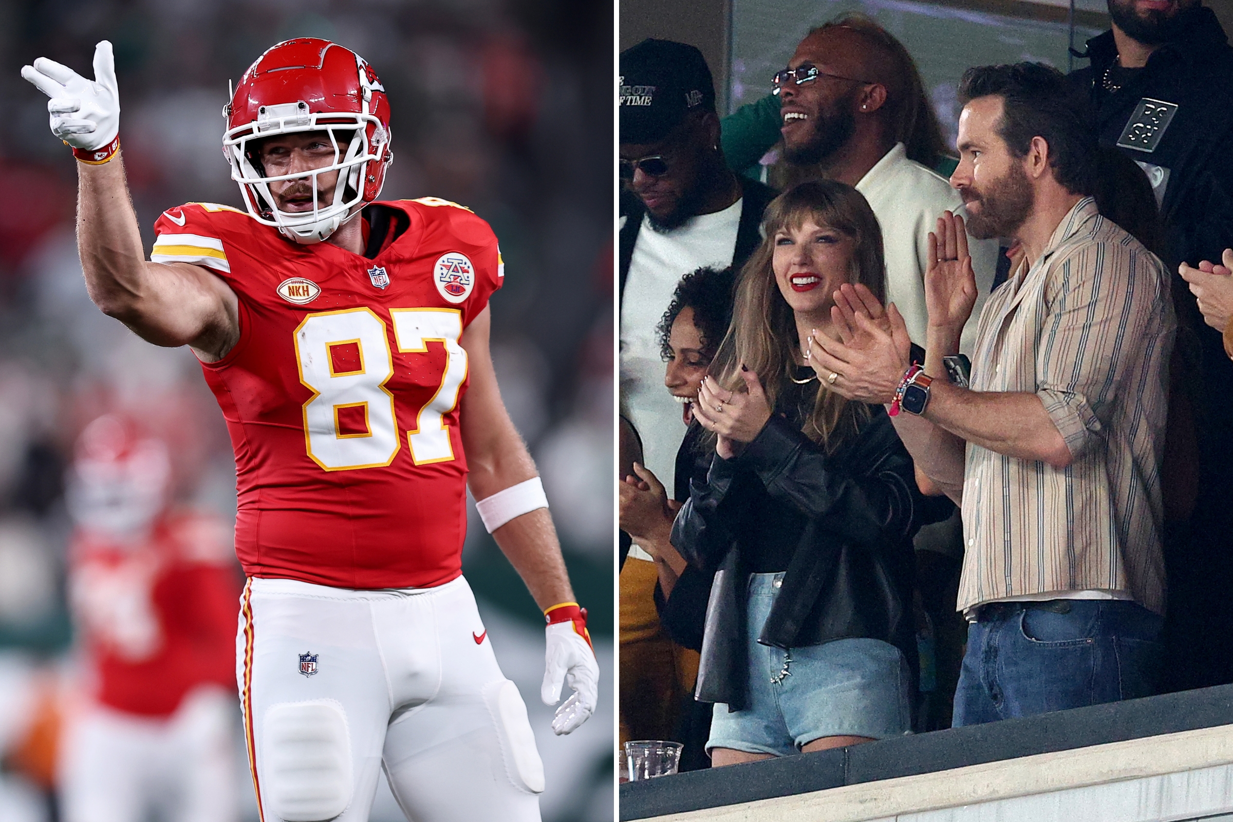 Taylor Swift brings Blake Lively, Ryan Reynolds and Hugh Jackman to Travis  Kelce's Chiefs football game