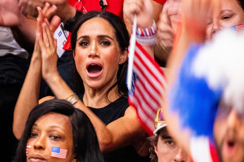 Meghan Markle with American flags