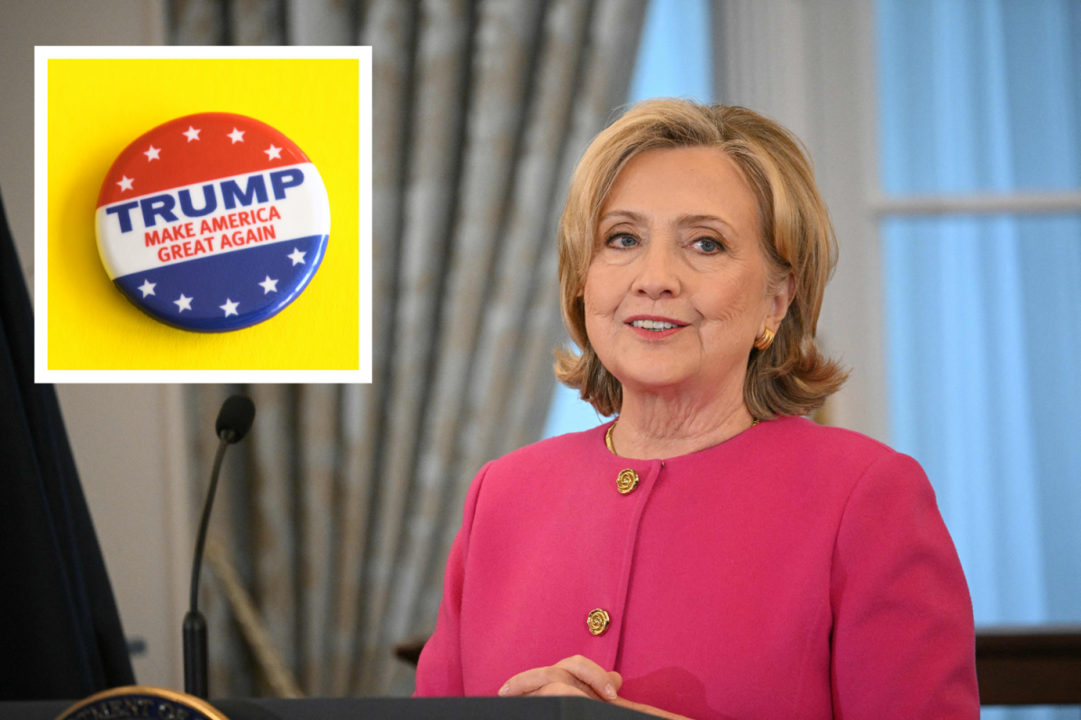 Hillary Clinton with pic of MAGA pin