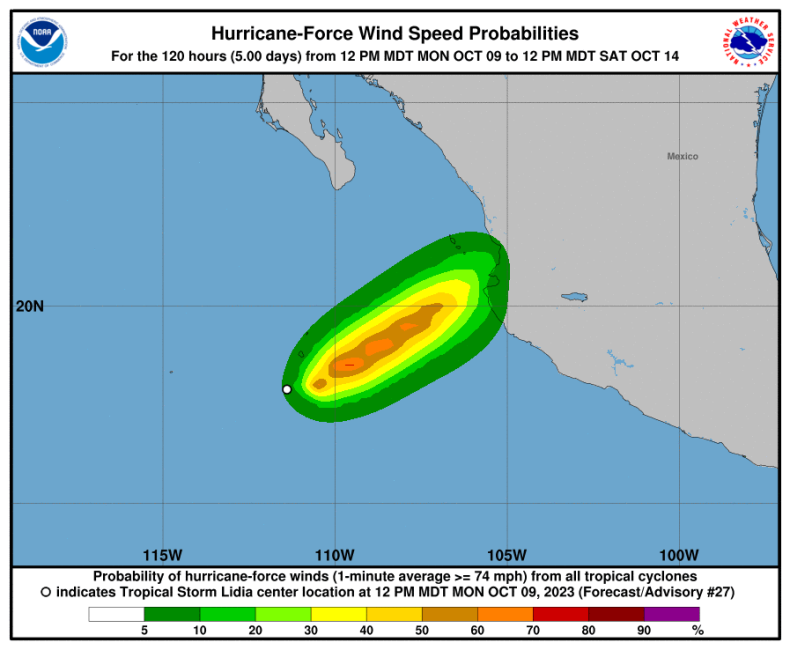 Lidia Hurricane Warning Wind Speeds