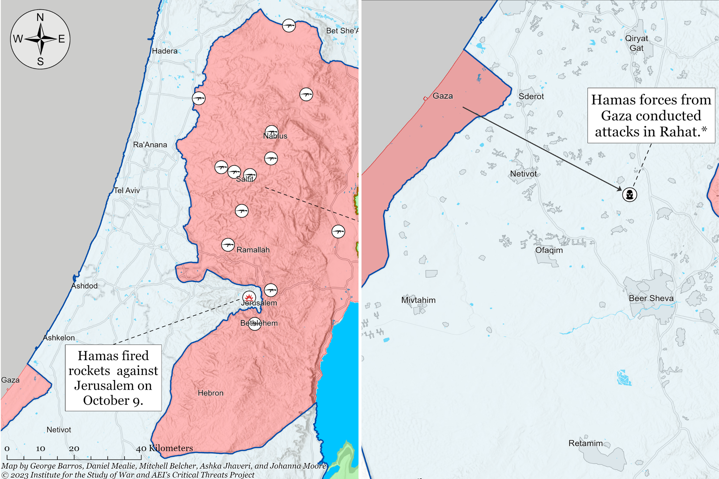 Israel War Map Shows IDF Clashes With Hamas And Hezbollah Newsweek   Isw Israel War Maps Split 