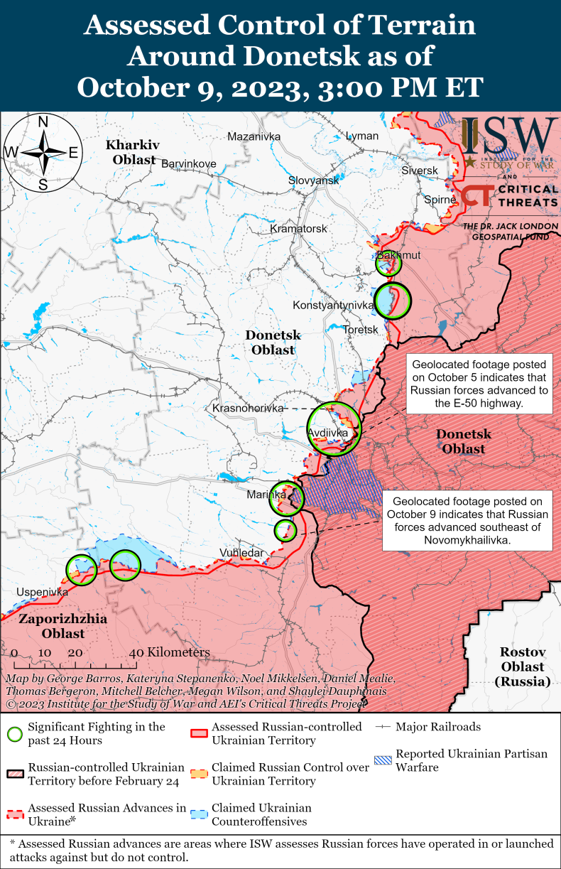 Donetsk Region Map: October 9, 2023