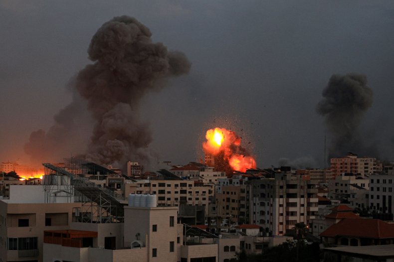 Explosions rock Gaza City during the Israeli bombing