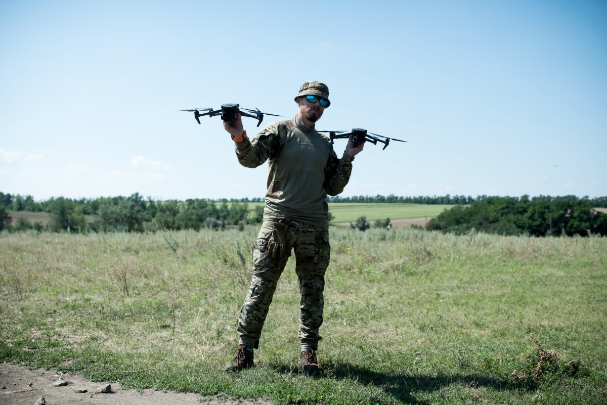 Ukraine soldier with drones in Zaporizhzhia