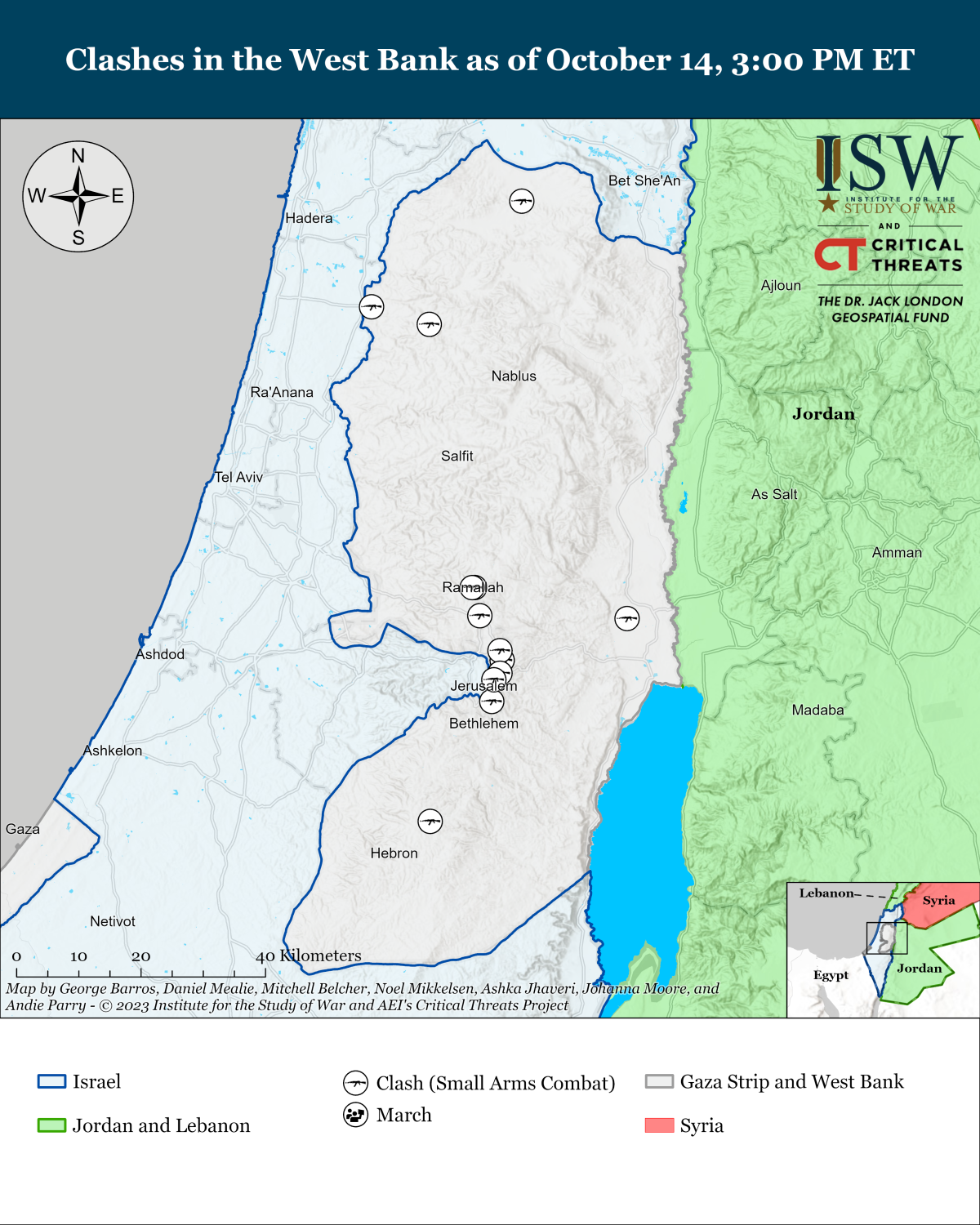 ISW map of West Bank clashes