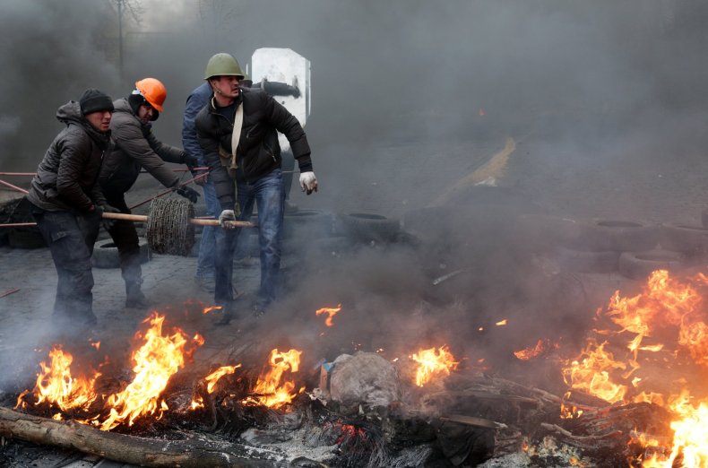Ukraine fire protest