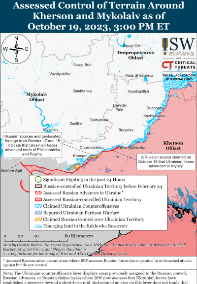 ISW Kherson battlefield situation October 19