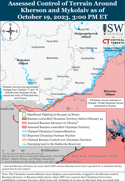 ISW Kherson battlefield situation October 19 ISW Kherson battlefield situation October 19