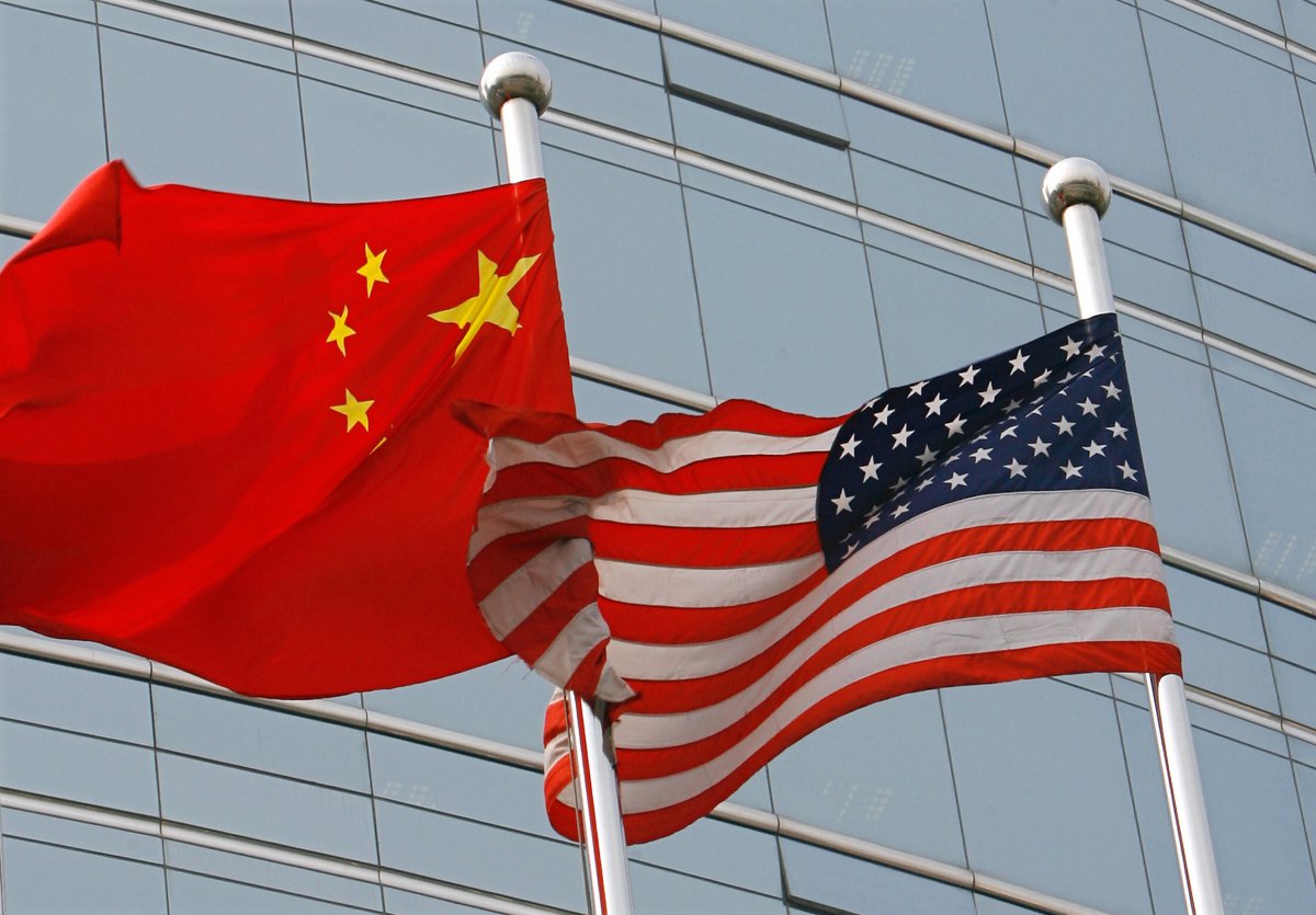 The Chinese and U.S. flags in Beijing