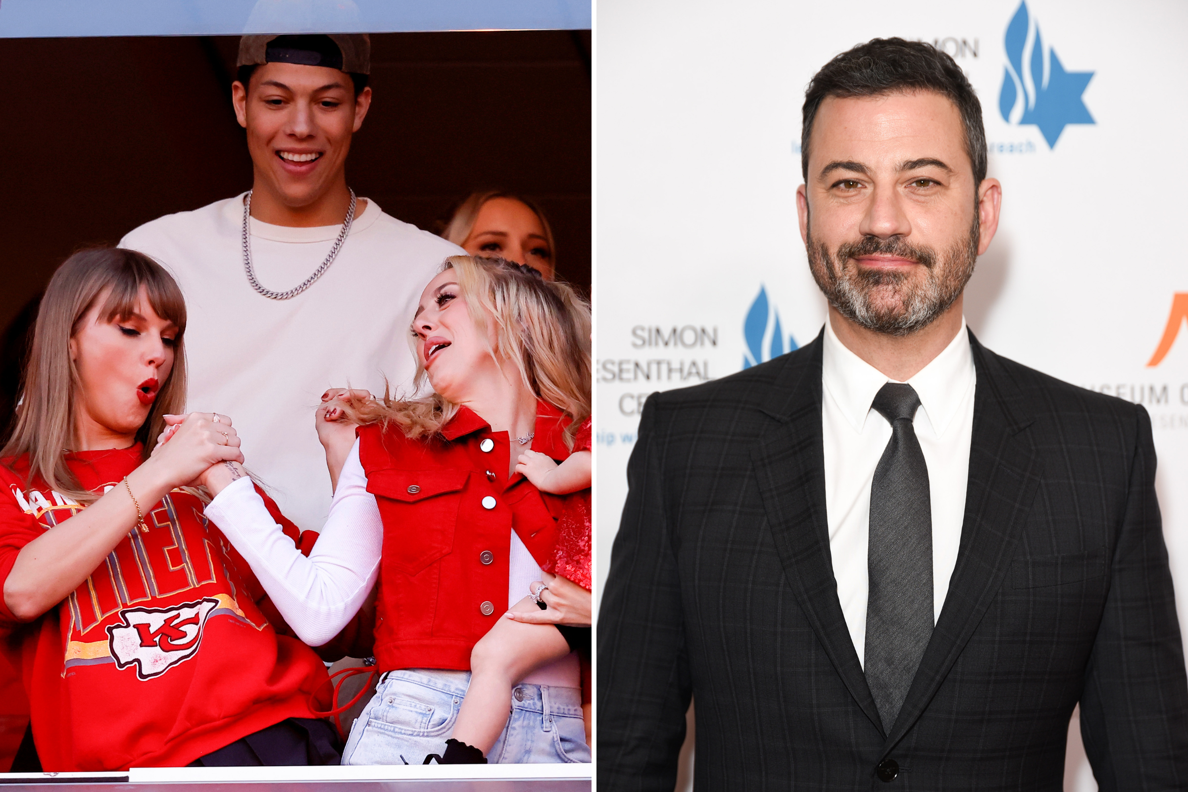 Jimmy Kimmel se moque de la poignée de main de Taylor Swift-Brittany Mahomes