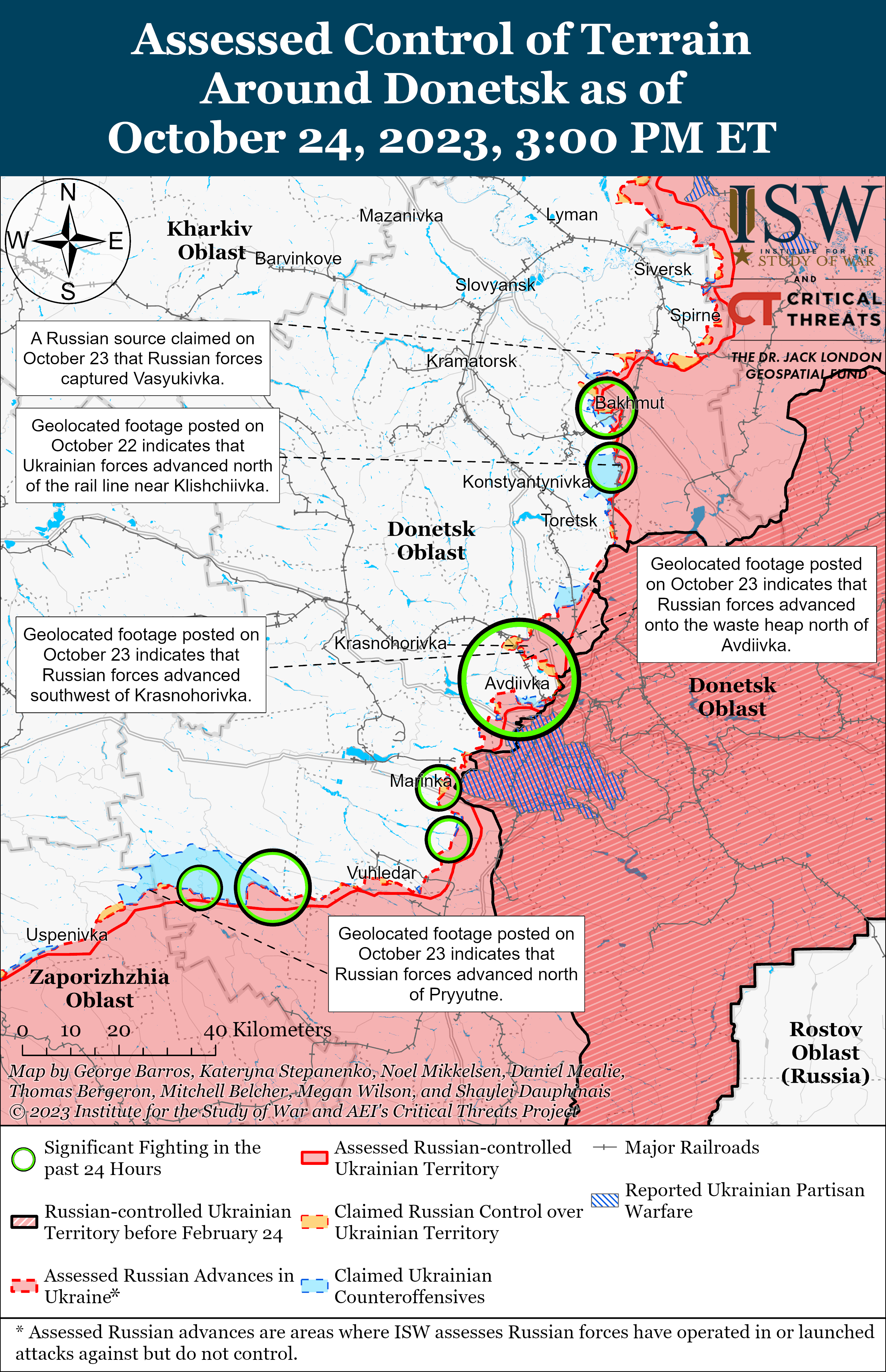 ISW map of Avdiivka advances October 24