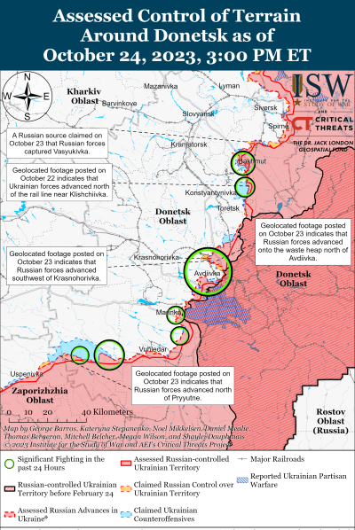 ISW map of Avdiivka advances October 24 ISW map of Avdiivka advances October 24