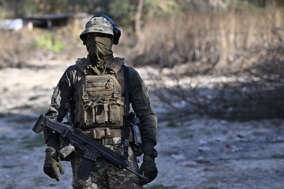 Ukrainian soldier during Kyiv training operations