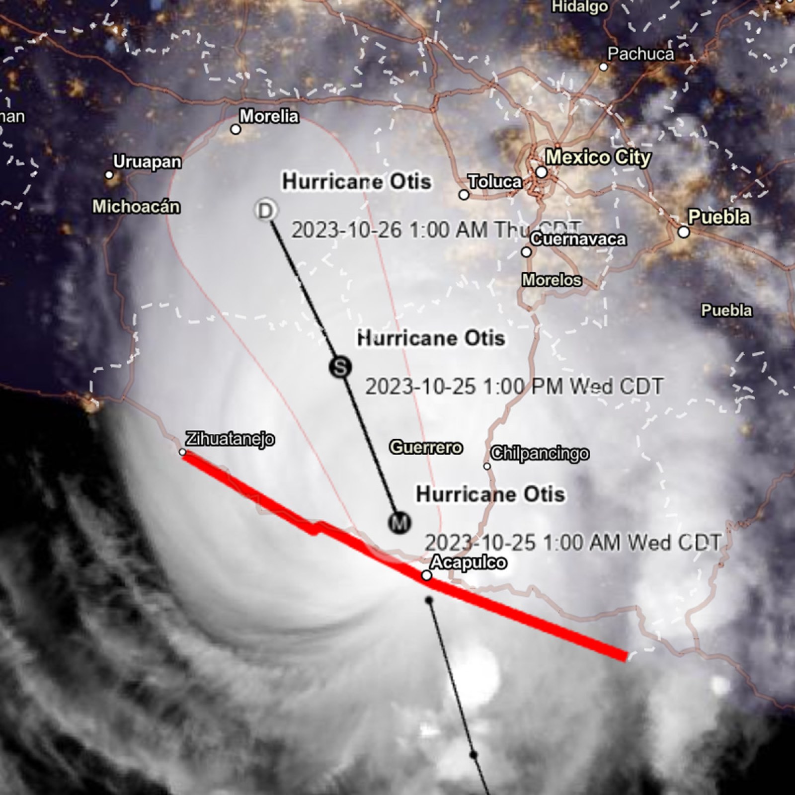 Hurricane Otis now a catastrophic Category 5 storm off Mexico's coast