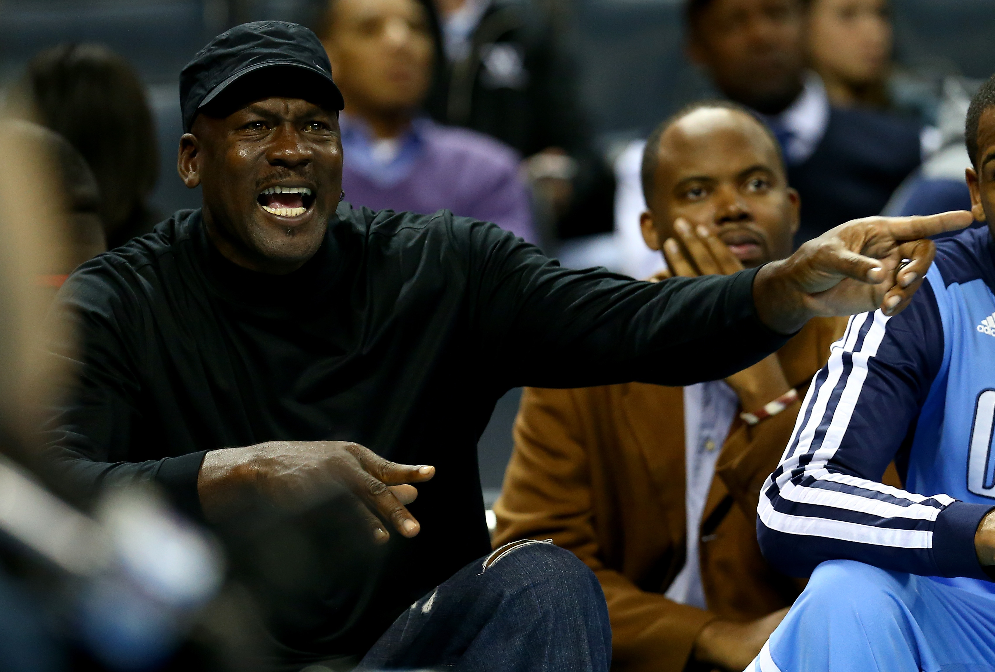 Michael Jordan fell during practice in Charlotte and talked trash about his team