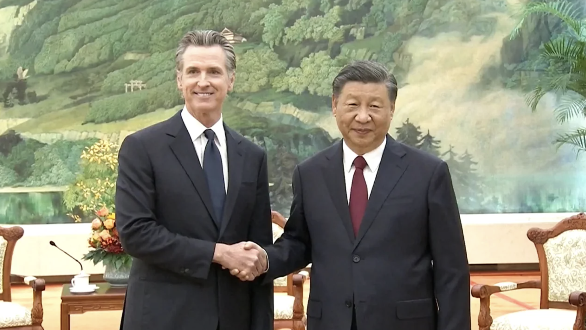 Gavin Newsom Wipes Out Chinese Student With Basketball Charge—Video