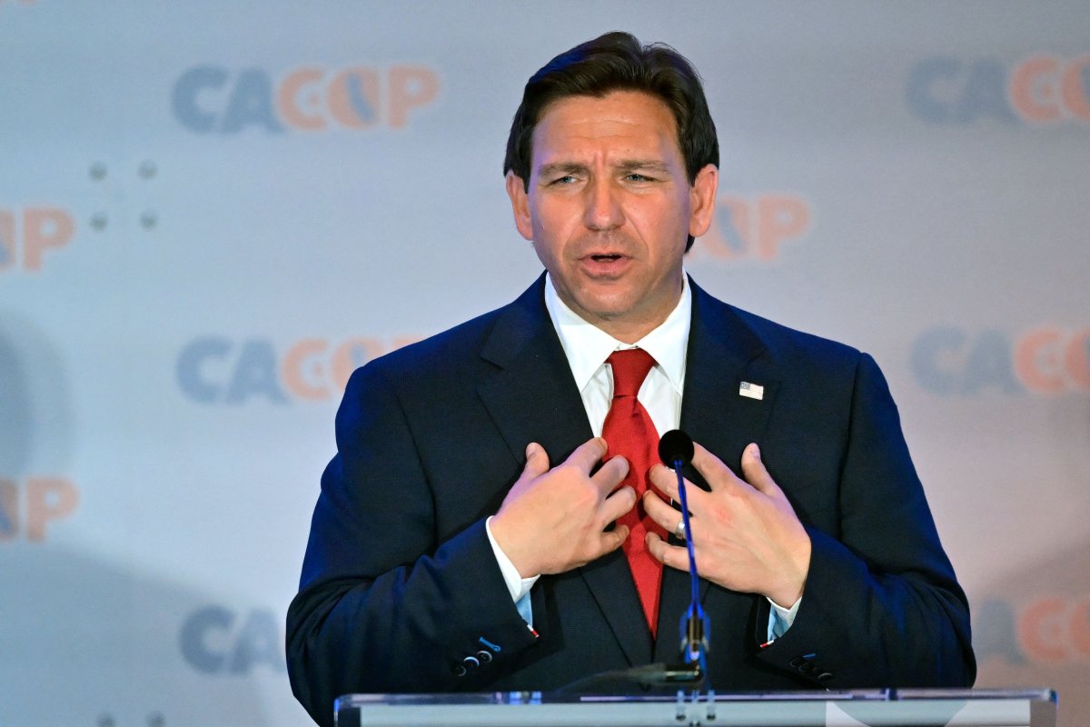 Ron DeSantis speaks at a CAGOP convention