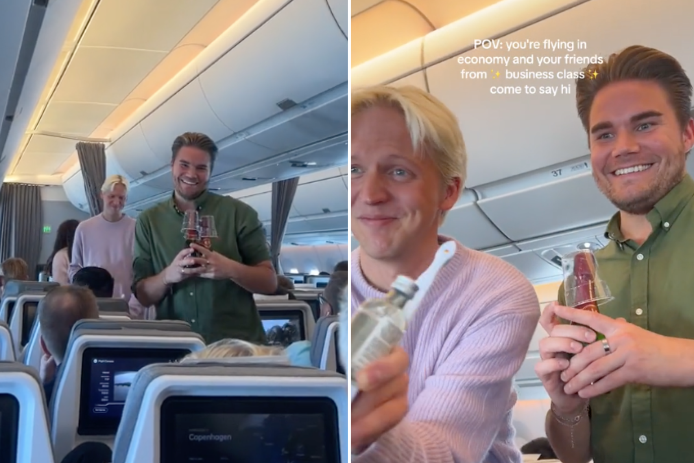 Passenger Flying Economy Shows What Happens When Friends Are in 1st Class