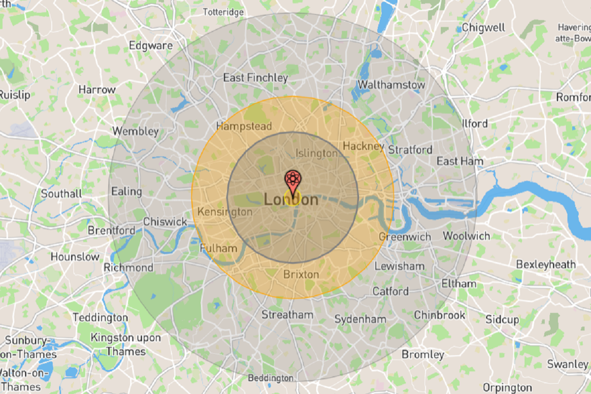 Nuclear Bomb Map Shows Impact Of New US Weapon On World's Major Cities ...