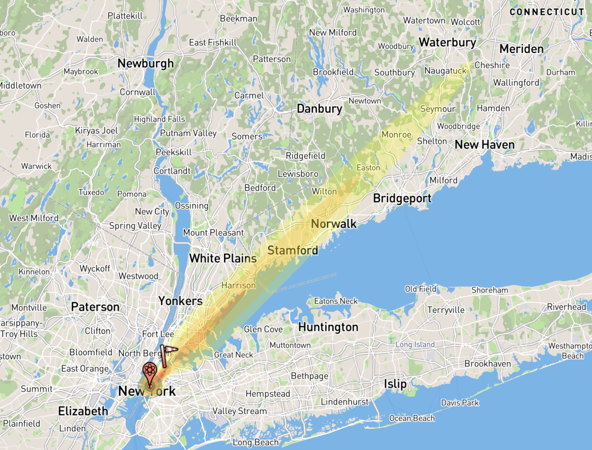 Fat Man NYC Explosion Radioactive Fallout Map