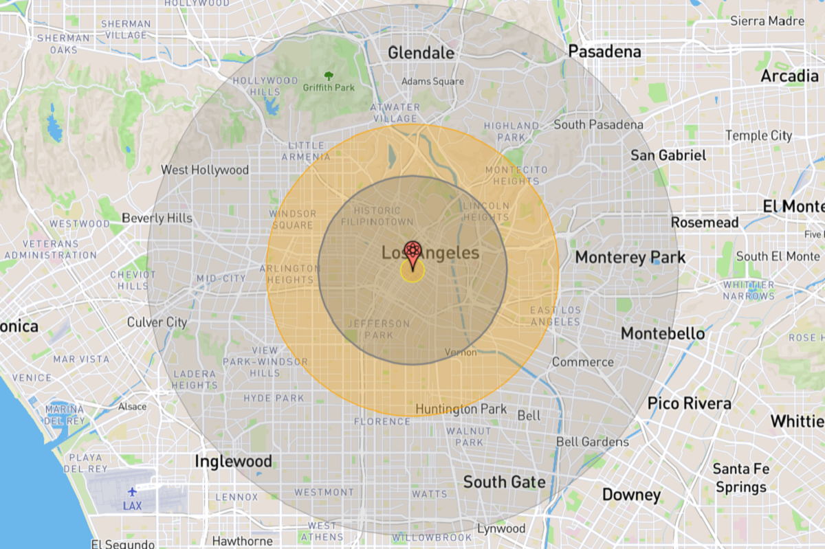 Radius Map Of Us Gillie Donnamarie - Nuclear Blast Los Angeles