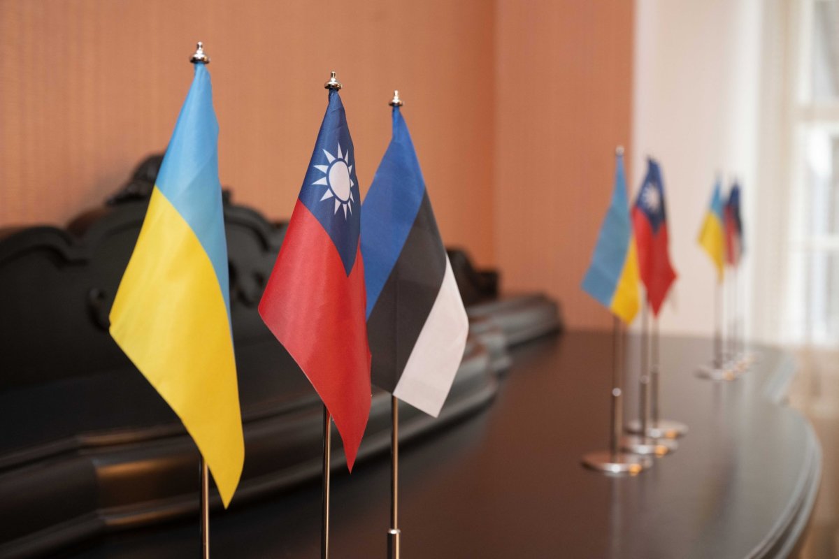 Ukraine, Taiwan, and Estonia flags