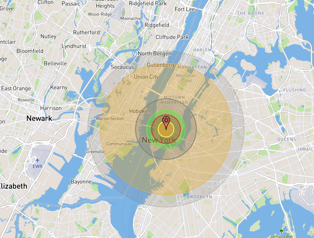 W88 Warhead Explosion New York City Nukemap